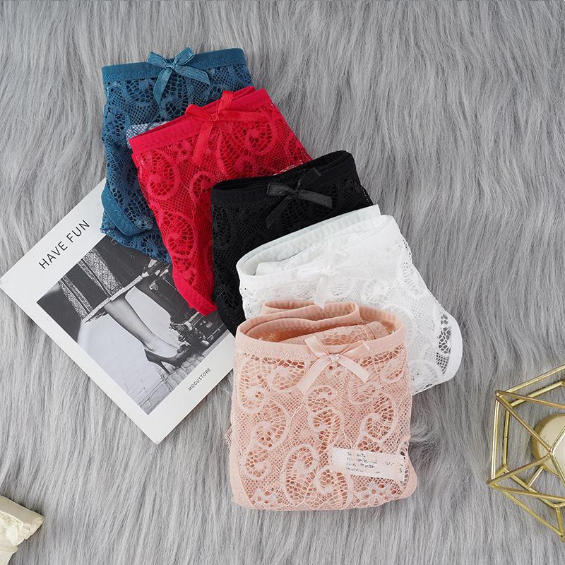 3PCS Frauen Unterwäsche Sexy Spitze Transparent Höschen Verlockend Hübsche Slips Niedrige Taille frauen Dessous Unterhose Dessous