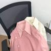 Spring and Autumn Women's Candy Color Knit Vest Shirt Two Pieces Button Polo Neck Long Sleeve Autumn Winter Ladies Shirts