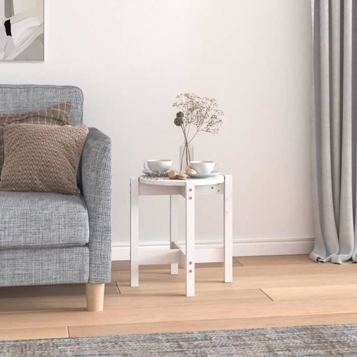 VidaXL Coffee Table White Ø 42.5x45 Cm Solid Pine Wood 822313