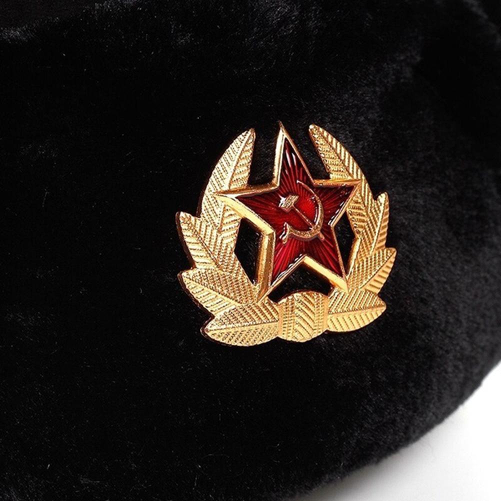 Russian Ushanka Badge Bomber Hat Pilot Hat Winter Hat with Earflaps Winter Warm Hat