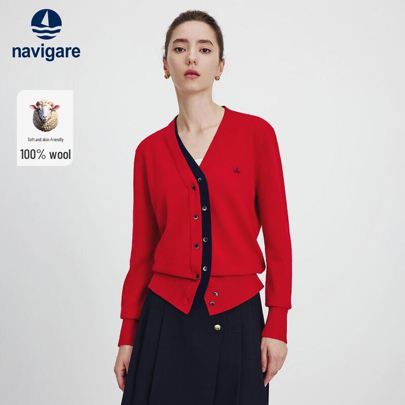 Navigare Women's 100% Wool Knit Cardigan