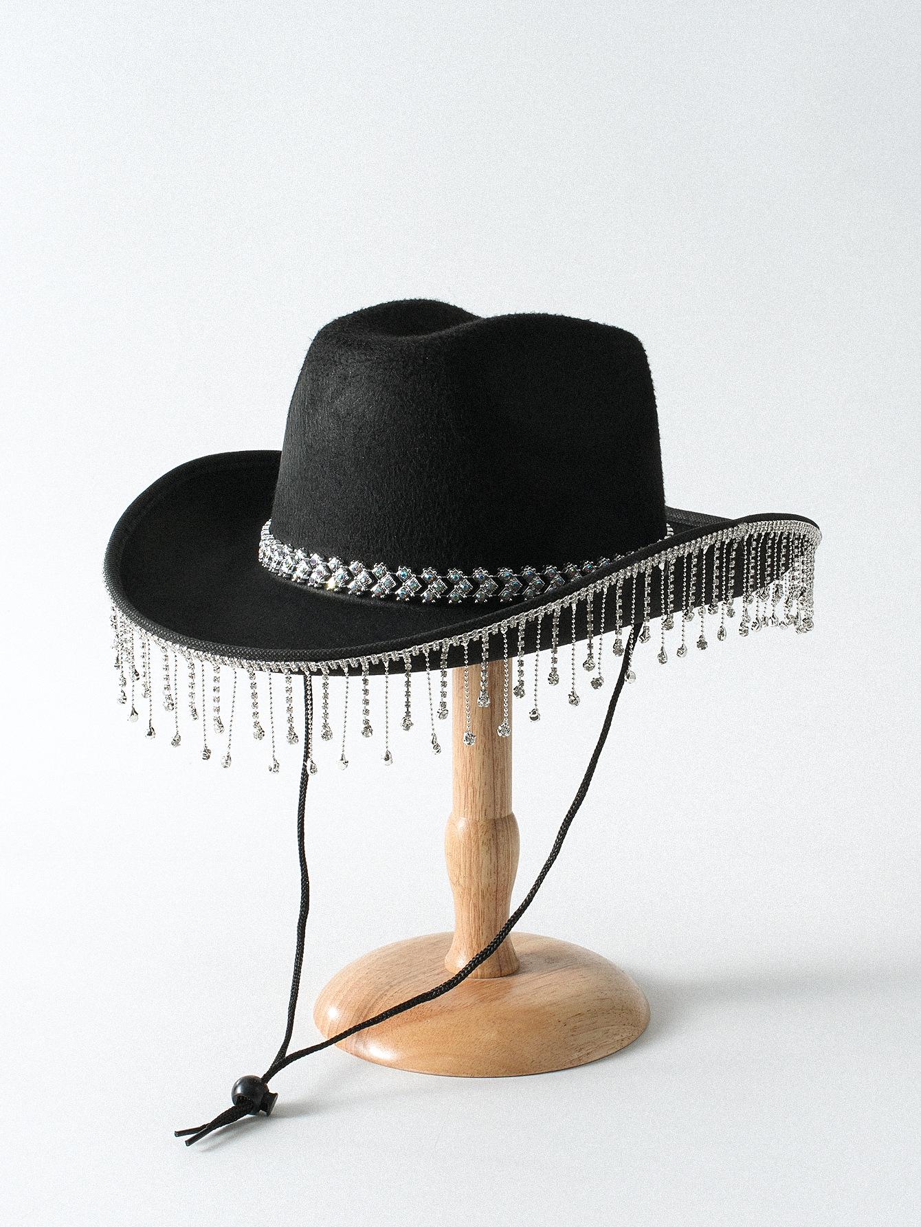 

Унисекс Джинсовая Джазовая Шляпа с Сердечком-Самоцветом и Кисточками из Стразов для Свадеб и Выпускных Вечеров M (56-58cm) чёрный