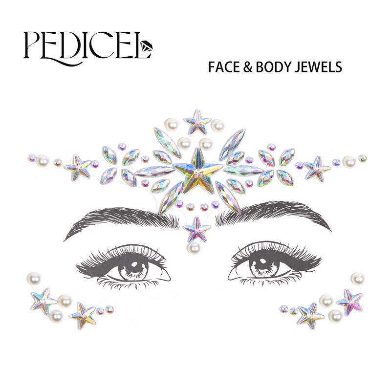 3D Rhinestone Bright Face stickers for festival Glitter Makeup Jewelry Sticker on Face crystals Gems jewels diamonds decoration