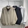 Men's Casual Half-Zip Solid Sweatshirt - Autumn/Winter Loose Streetwear Design