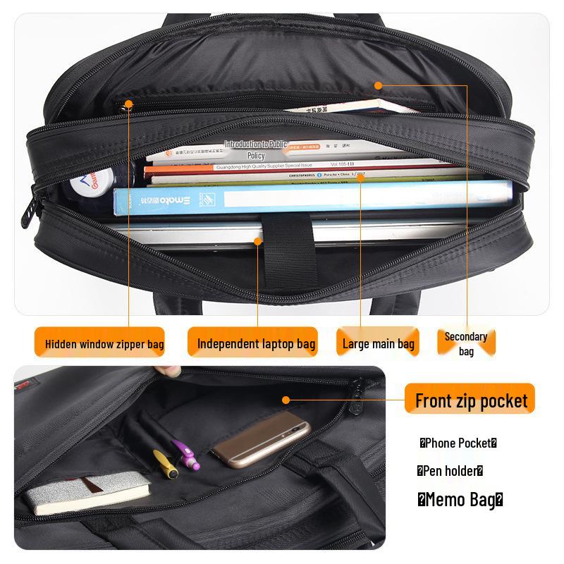 Men's Canvas Briefcase: 15.6" Laptop Handbag, 17" Large Capacity Work Crossbody