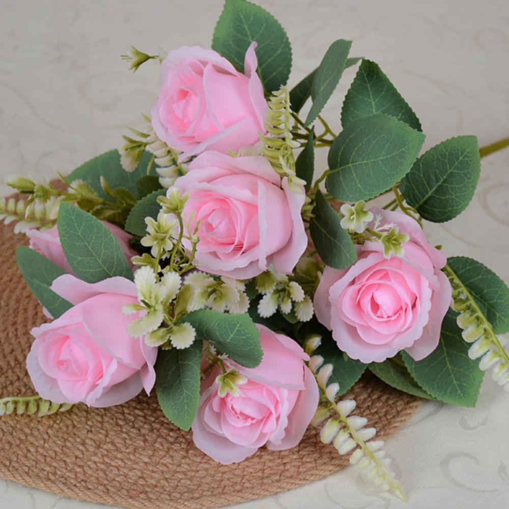 7 Heads Real Happy Flower Mini Crystal Grass Bouquet New Valentine's Day Flowers  Home Decorative
