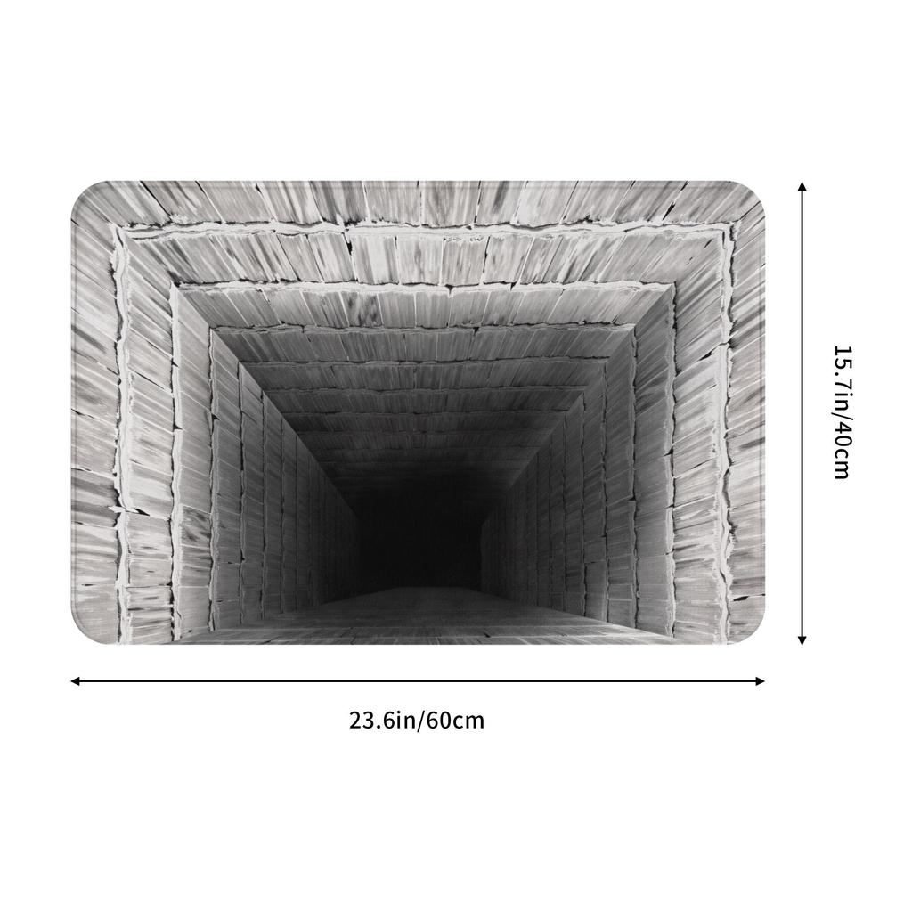 Fun 3D Trap Rock Deep Pit Pattern Doormat Non-Slip Kitchen Bathroom Mat Living Room Door Floor Entrance Carpet Rug