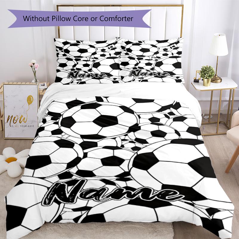 3pcs Custom Name Soccer Bedding Set Duvet Cover Closure Includes 1 Duvet Cover & 2 Pillowcases, Soft and Comfortable for All Seasons.