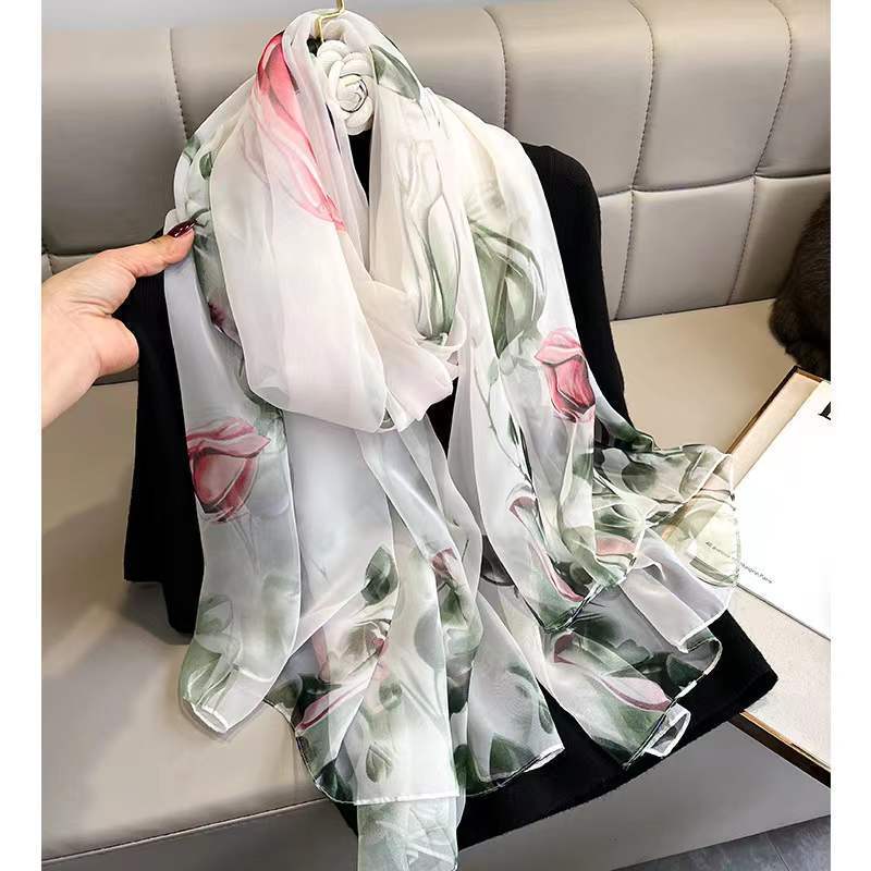 Luxus Marke Große Seide Schal Frauen Mode Druck Tücher und Wrap Bufanda Foulard Weibliche Strand Schals Dünne, Weiche Stolen
