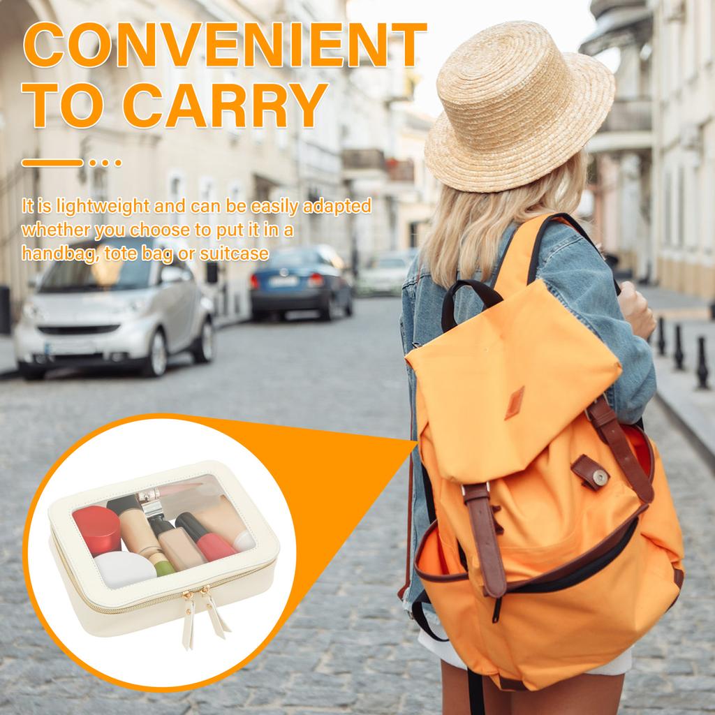 Small Cosmetic Bag PVC Clear Makeup Bag with Zipper Travel Waterproof Toiletry Bag Multifunctional Square Women Item Organizer