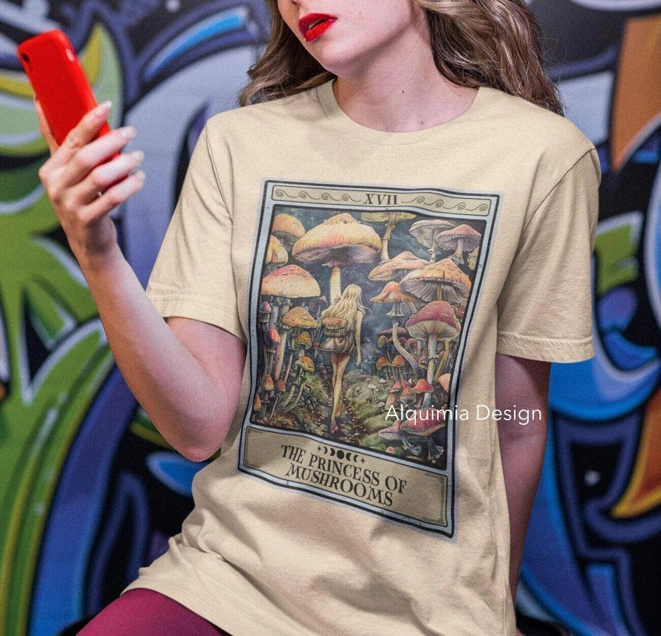 The Princess of Mushrooms Tarot Card Shirt, Mushroom 4XL