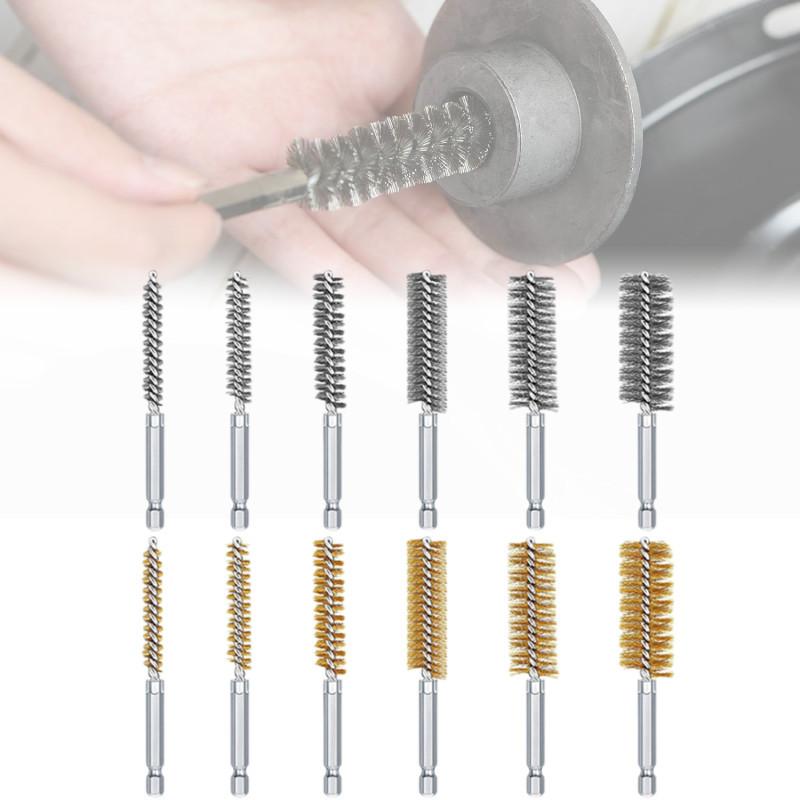 Steel Electric Stainless Drilling Brushes Wire Pipe Brush Hexagonal Rod Cleaning