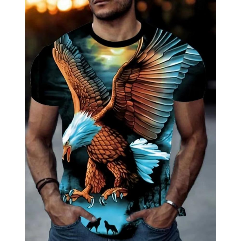 Men's 3D Printed Lightning Eagle Pattern T-Shirt