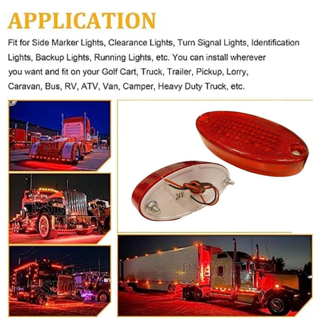 2PCS LED Side Marker Lights 24V Waterproof Red Chicken Lights Universal Trailer Clearance Lamps for Semi Truck Cargo