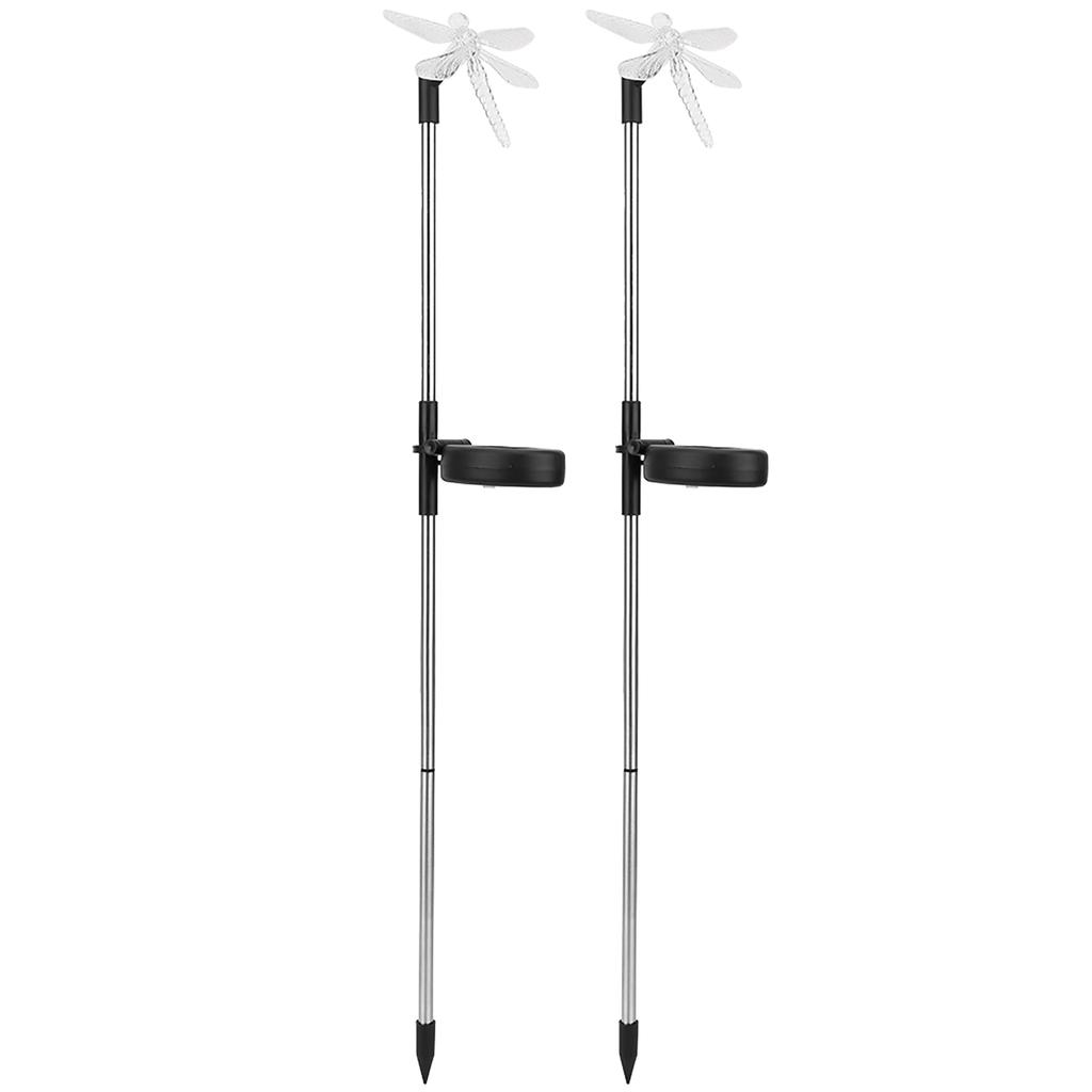 2Pcs Set Unique Dragonfly Solar LED Lawn Light Color Changing Garden Stake Light Decoration