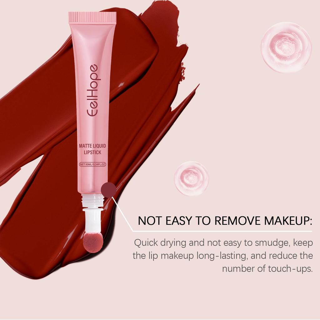 EELHOPE Matte Liquid Lipstick - Non-Transfer, Easy-to-Apply, Colorful, Pink & Moisturizing