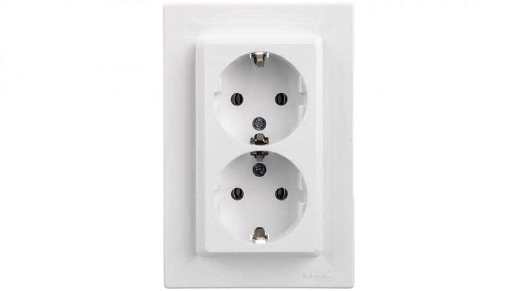 Gniazdo Podwójne Asfora Z/U Schuko 2P+Z Białe (Diy) Z Ramką Eph9901121