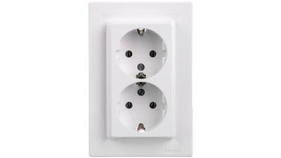Asfora Double Socket Z/U Schuko 2P+Z White (Diy) With Frame Eph9901121