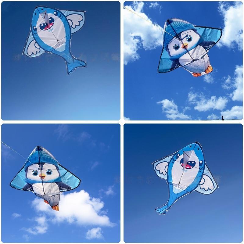 1Pcs Shark Bee Penguin Cartoon Children'S Novice Beginner Kites Flying Outdoor Toys For Kids Animals Nylon Fabric Kite