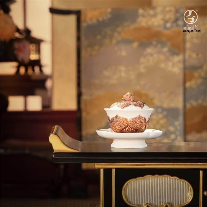 Wan Qiantang Shaanxi History Museum Co-branded Great Tang Gold Bowl Ceramic Tea Set