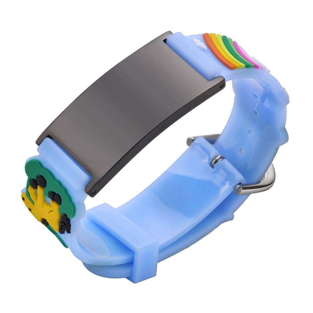 Vnox Free Engraving Medical Bracelets for Boys Girls,Adjustable Colored Cartoon Butterfly Car Silicone Bangle,Emergency Bracelet