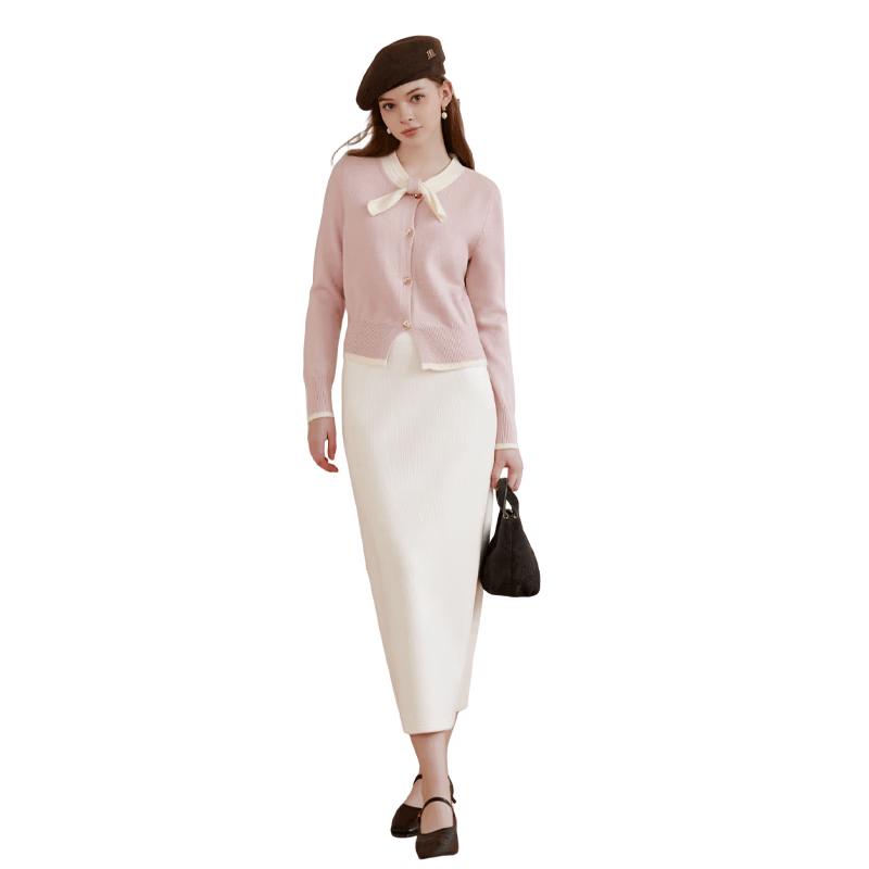 Xiangying Women s High-Waisted Straight Slit Midi Skirt L
