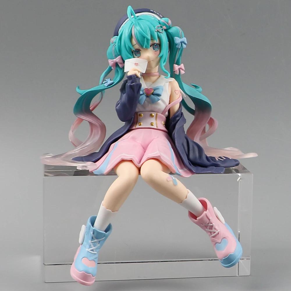 Anime Hatsune Miku Model Toys Adorable Anime MIKU Sitting Position PVC Action Figurine Kawaii Cartoon Model Doll Kid Birthday Gifts