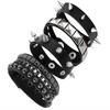 1Pc/4pcs Fashion Multi-layer Wide Leather Bracelet Punk Domineering Rivet Five-pointed Star Wrist Strap Personalized Bracelet