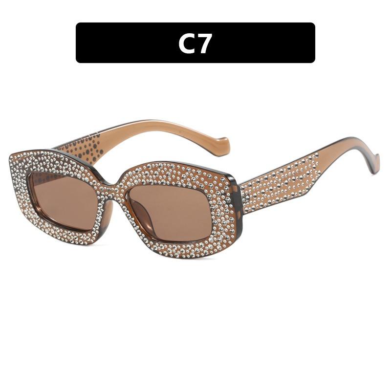 

Exquisite Bling Square Sunglasses Women Men Fashion Show Ins Style Sun Glasses Street Photography Shade Glasses C7