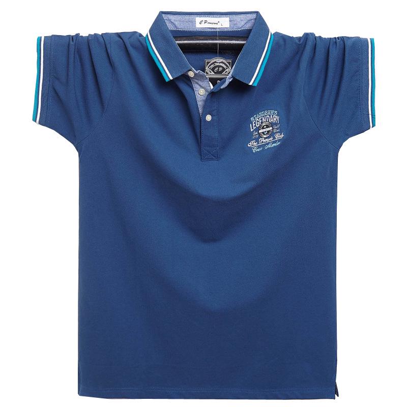 Męska koszulka polo z bawełny o luźnym kroju w dużym rozmiarze, styl hongkoński, z krótkim rękawem i kołnierzykiem typu turn-down