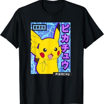 Pokémon 0025 Pikachu Kanji Electric Action Poster T-Shirt