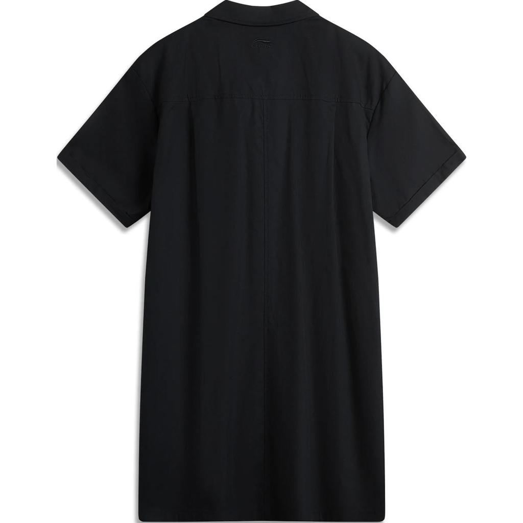 Li-Ning Plain Single-Breasted Polo Collar Short Sleeve Dress Women Dresses Black ASKU256-3
