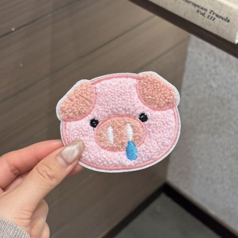 1/6 Pcs Cartoon Cute Pet Magic Tape No Trace Hair Band Patch Forehead Hair Patch Embroidered Plush Decorative Hair Clip