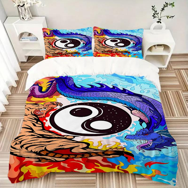 3pcs Yin Yang Symbol Duvet Cover Set -Includes 1 Duvet Cover and 2 Pillowcases, No Quilt Core, All-Season Home Decor yy251111179