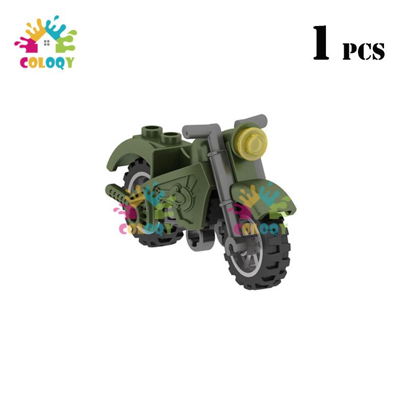 Kids Toys WW2 Military Tricycle Building Blocks Motorcycle Model Set Green Yellow Gray Toys For Kids Birthdays Gifts