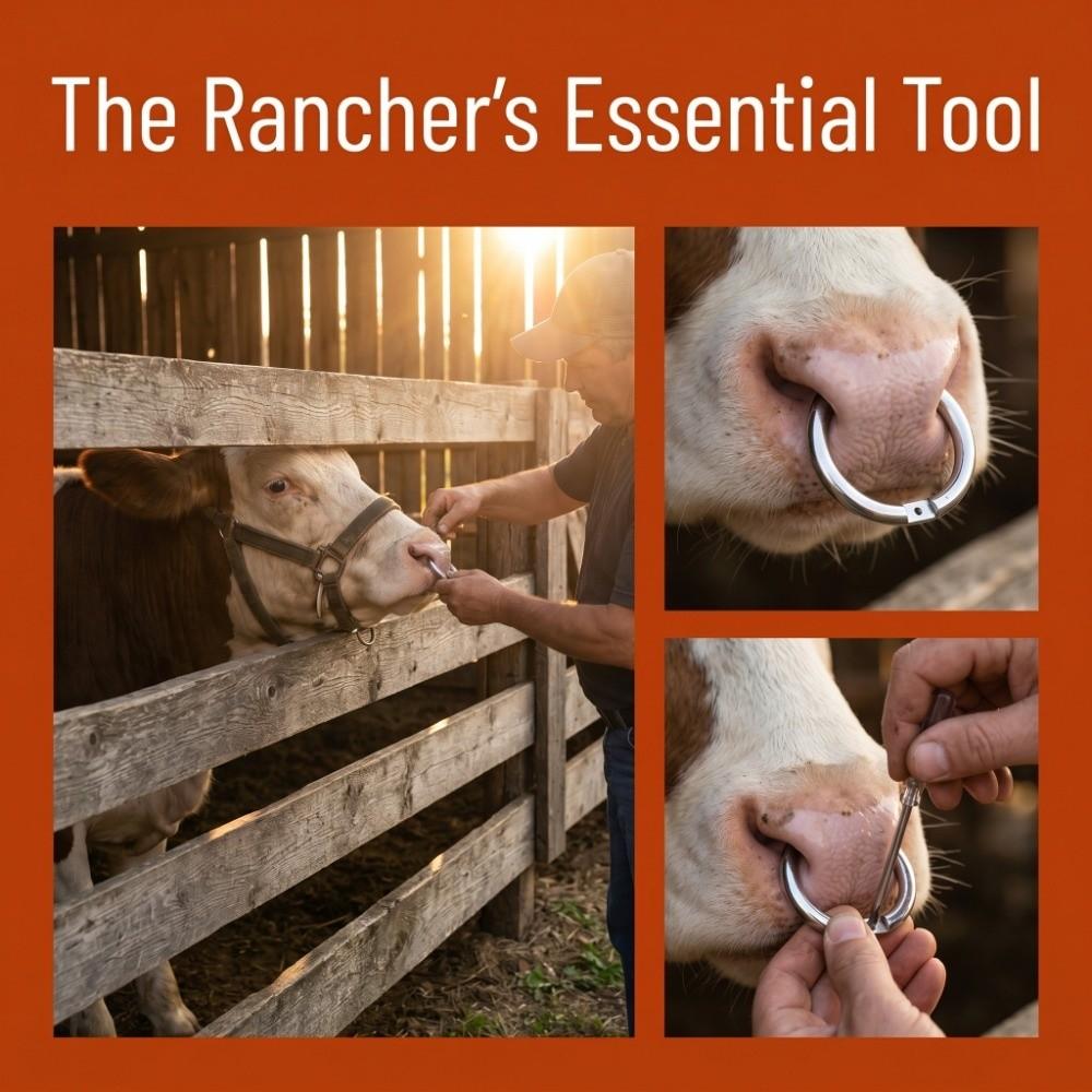 Carbon Steel Cow Nose Ring Silver Farm Animal Nose Ring Easy To Use Bull Nose Ring Husbandry