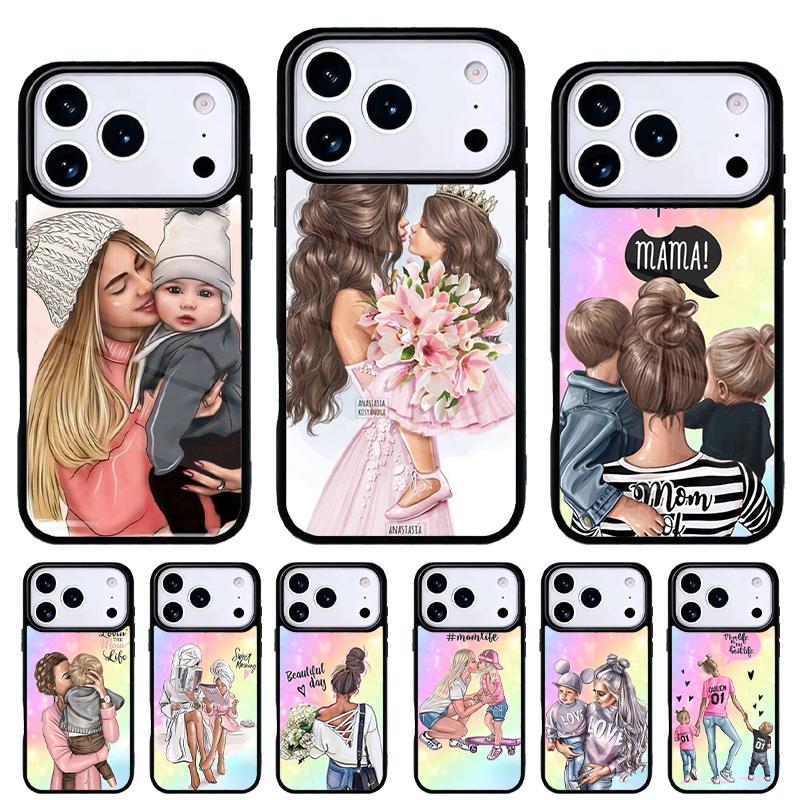 Super Mom Baby Phone Case for iPhone 17 Air 16e 15 14 13 Pro Max Back Cover for 12 11 Pro Coque