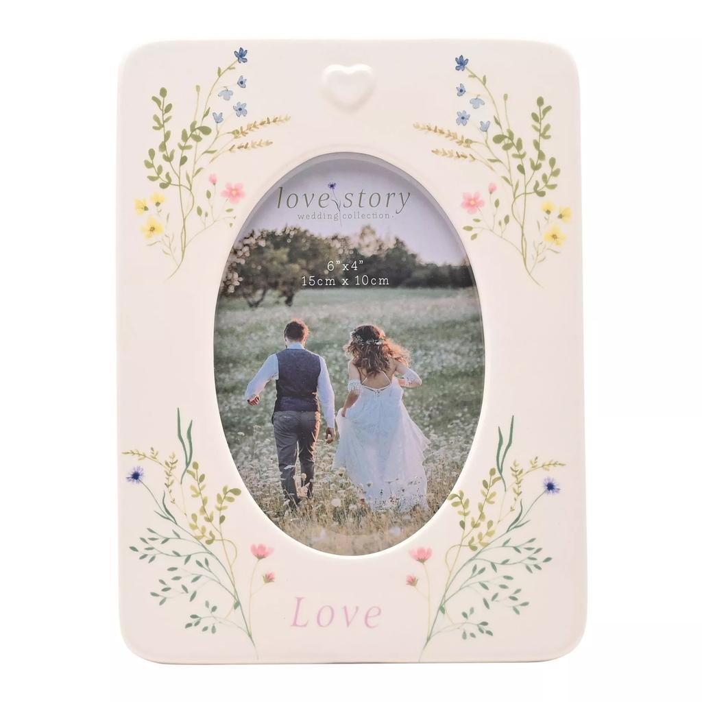 Celebrations Love Story Ceramic Floral Single Photo Frame