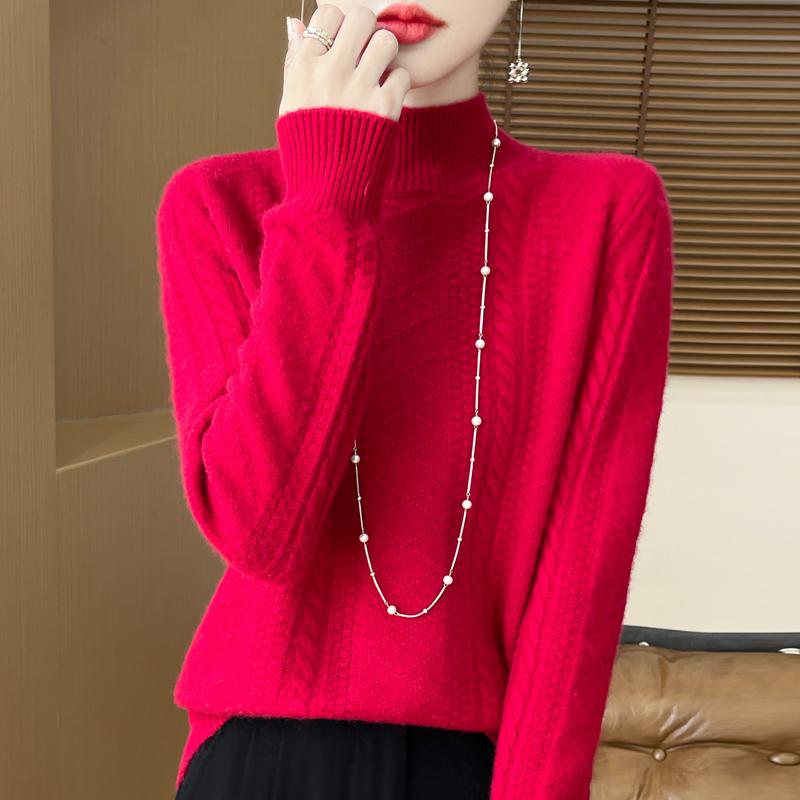 Women Sweater 100% Wool MODERN NEW SAGA Turtleneck Knit Pullover Thick Winter Jumpers Female Knit Tops