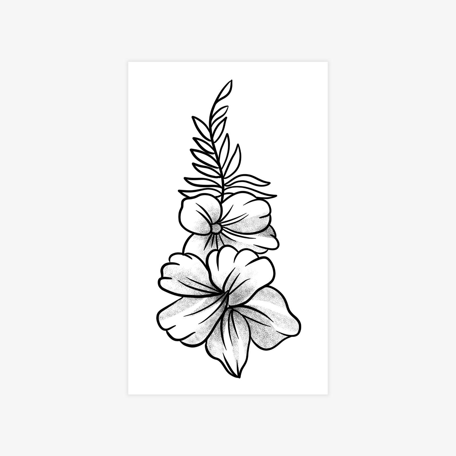 Dark Plain Flower Tattoo Stickers Premium Legs Hand Tattoo Stickers 9*15