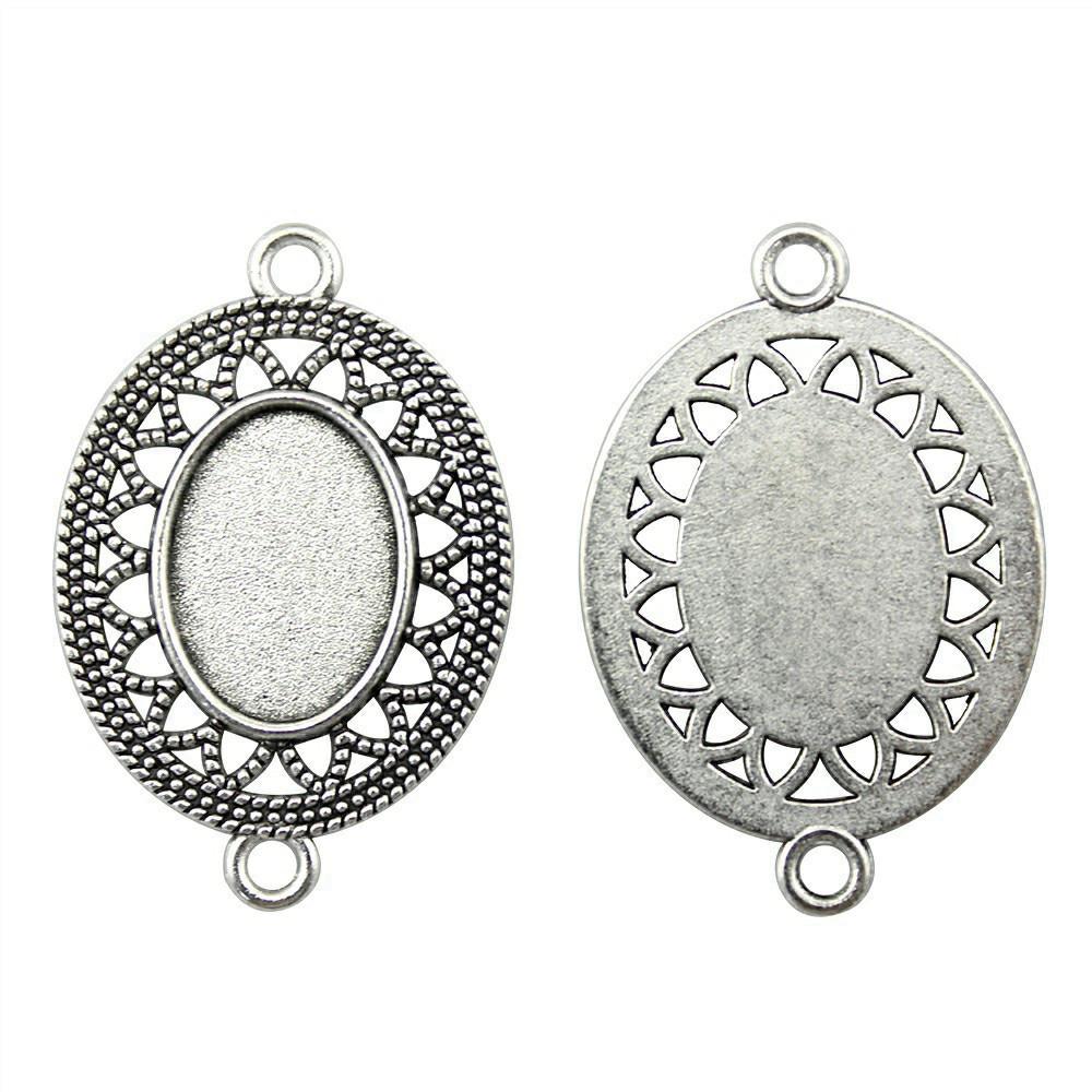 Bezel Connectors For Resin Crafts Fit Oval 13x18mm Photo Glass Dome Frames