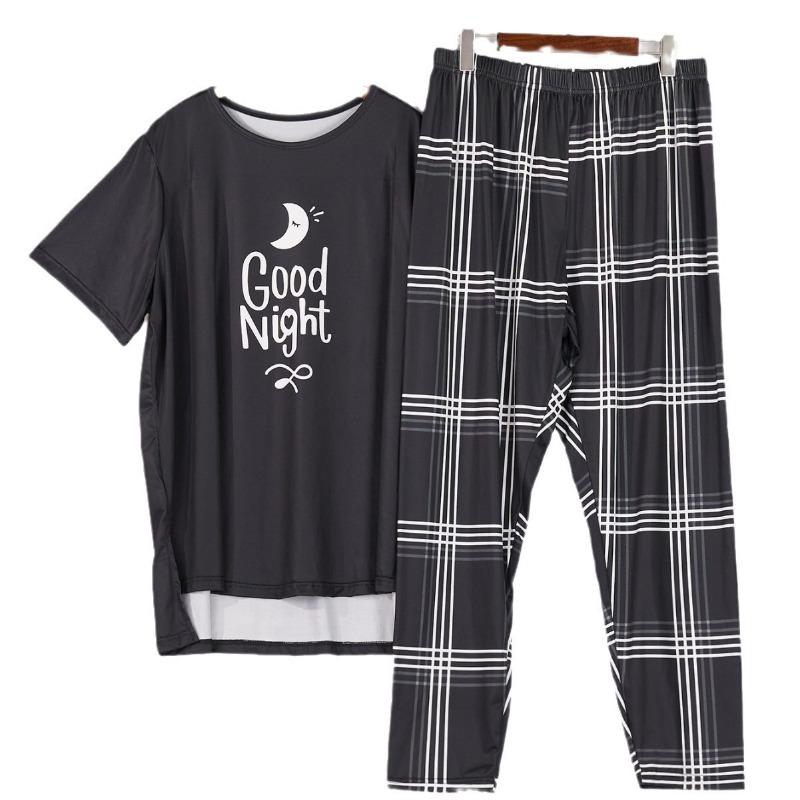 Damen Pyjamas Damen Sommer Loose Comfort Print Kurzarmhose Pyjama Set