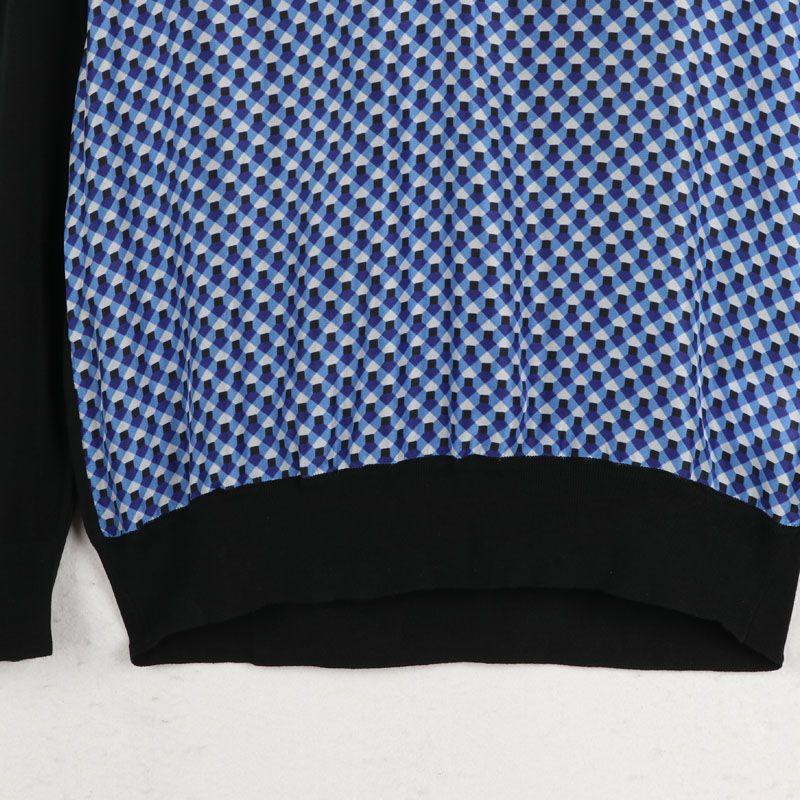 Sunshine Home Autumn New Foreign Trade Orders Exported to Japan Women clothes V-neck Silk Patchwork Plaid Pullover Long sleeve Knit Sweater