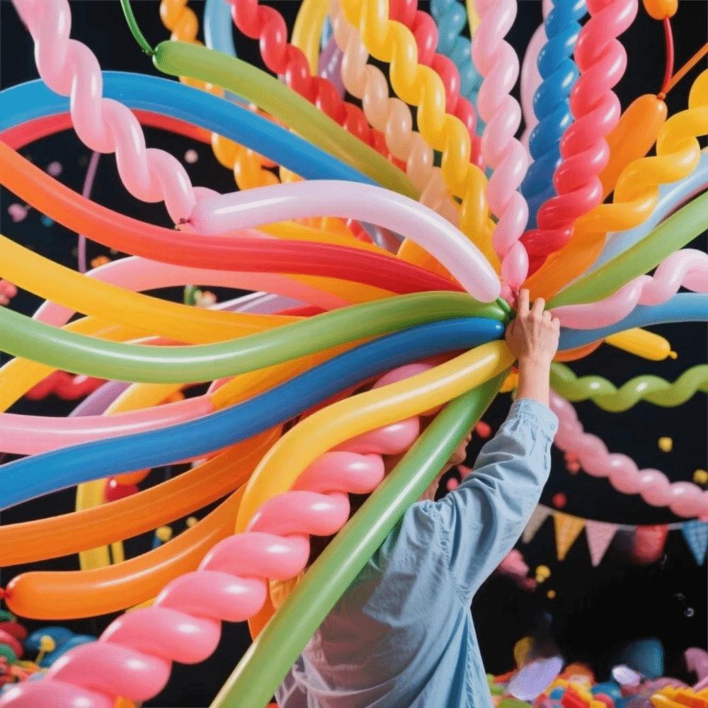 20 stk Latex Oppblåsbare Ballonger Lang Form Twist Spiralballong ny Gjenget Latexballonger Fest