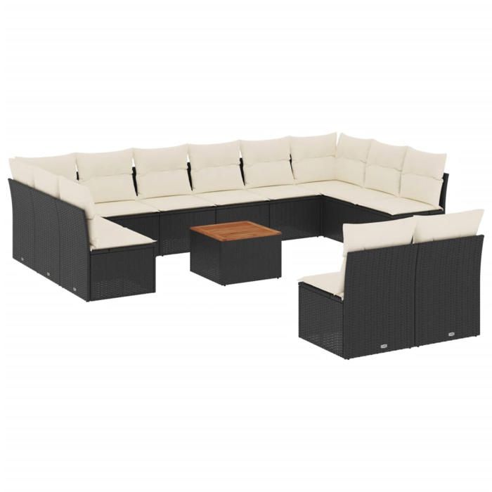 VidaXL Garden Lounge Set with Cushions 13 Pcs Black Wicker 3223893