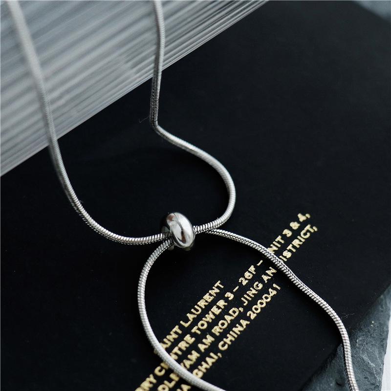 Retro Korean Style Adjustable Titanium Steel Necklace for Women - Long Simple Aesthetic Collarbone Chain