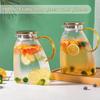 1.8L/60oz Glass Water Jug with Handle and Lid Refrigerator Water Jug for Cold and Hot Water Iced Tea Juice Coffee Milk Beverages
