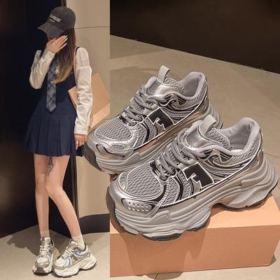 Spring New Thick-Soled Retro Heavy Industry Color Matching Lace-Up Trendy Shoes for Couples Casual Sports Shoes Versatile