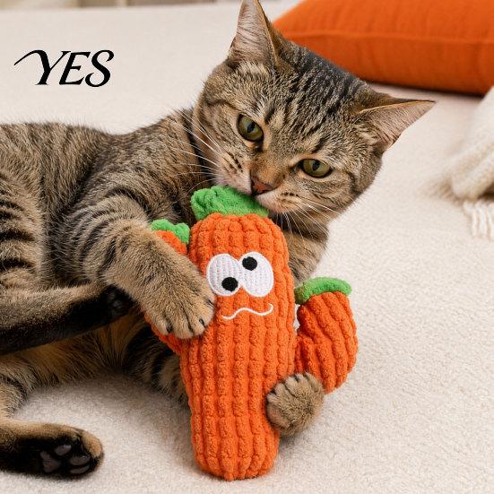 Plush Cactus Cat Toy Toy, Catnip Filled Chew Cute Handcrafted Stuffed Kitten Teething for Indoor Cats Entertainment