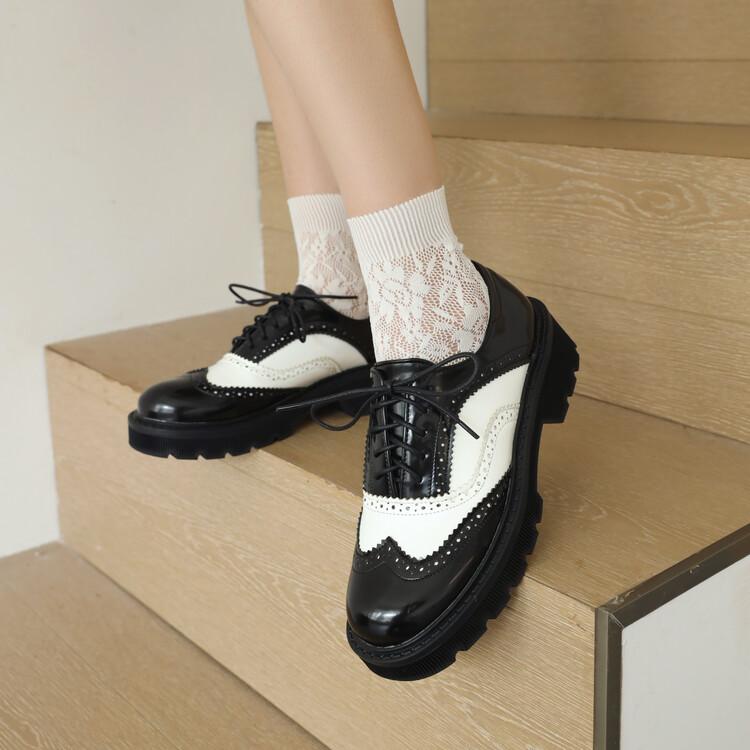 Fashion Summer Shoes Ladies Square Toe Female Footwear British Style Oxfords Women's Autumn 2025 New Retro Dress Preppy Leather Fall Fab